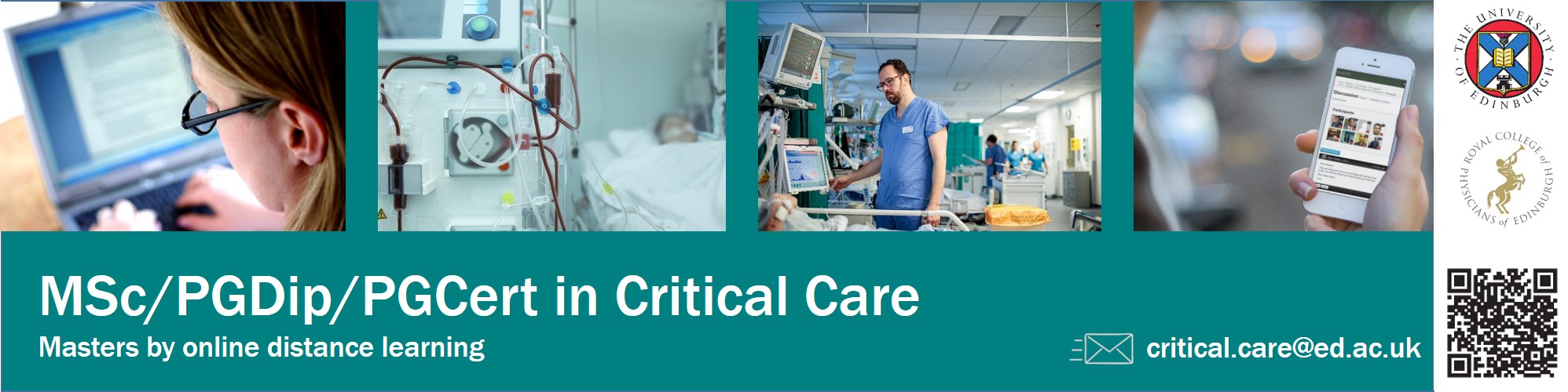 Banner for the MSc in Critical Care programme ran by the University of Edinburgh and RCPE